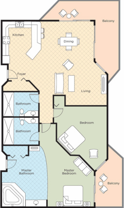 2br floor plan at Santa Barbara Resort and Yacht Club